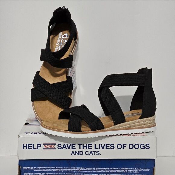 Bobs for Skechers, sandals done in black. NIB-Size 8 - Picture 1 of 8